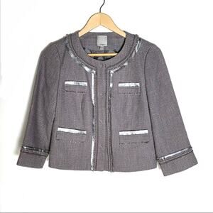 Halogen Gray wool blend tweed business casual blazer size small S